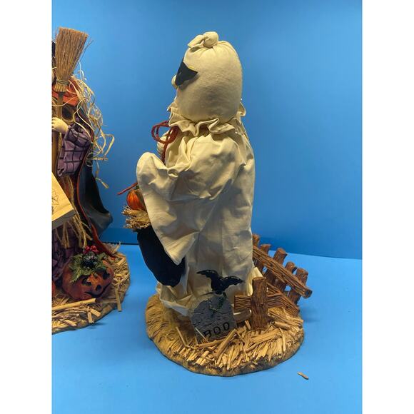 Vintage Halloween Fabric Mache Figurines Statues Decor Holiday Ghost Witch 12" - Picture 8 of 12